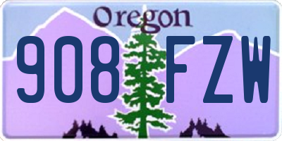 OR license plate 908FZW