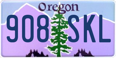 OR license plate 908SKL