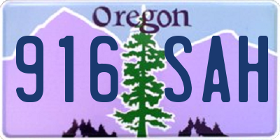 OR license plate 916SAH