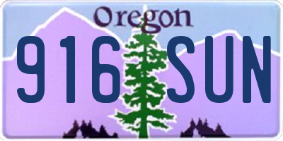 OR license plate 916SUN