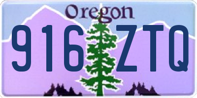 OR license plate 916ZTQ