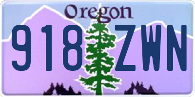 OR license plate 918ZWN