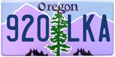 OR license plate 920LKA