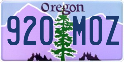OR license plate 920MOZ