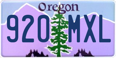 OR license plate 920MXL