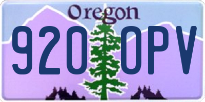 OR license plate 920OPV
