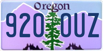 OR license plate 920OUZ