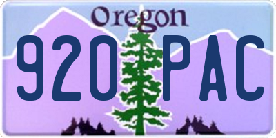 OR license plate 920PAC