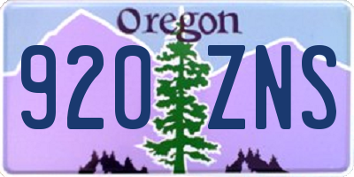 OR license plate 920ZNS