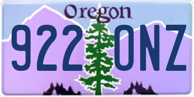 OR license plate 922ONZ