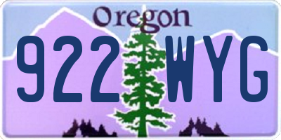 OR license plate 922WYG