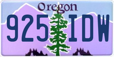 OR license plate 925IDW