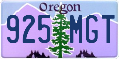OR license plate 925MGT