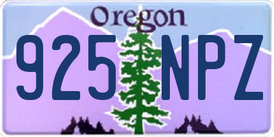 OR license plate 925NPZ