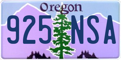 OR license plate 925NSA