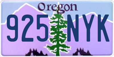 OR license plate 925NYK