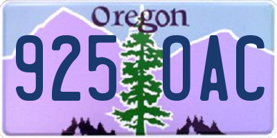 OR license plate 925OAC