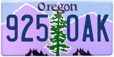 OR license plate 925OAK