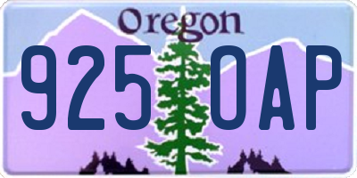OR license plate 925OAP