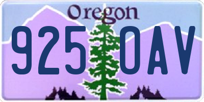 OR license plate 925OAV