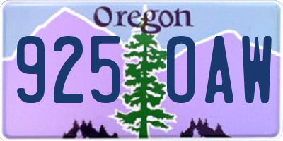OR license plate 925OAW