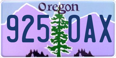 OR license plate 925OAX