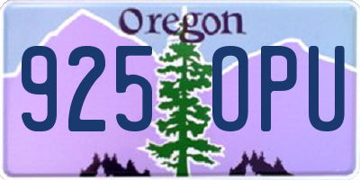 OR license plate 925OPU
