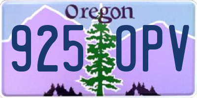 OR license plate 925OPV