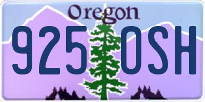OR license plate 925OSH
