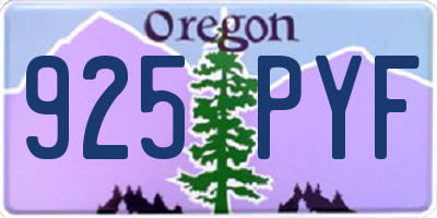 OR license plate 925PYF