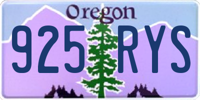 OR license plate 925RYS