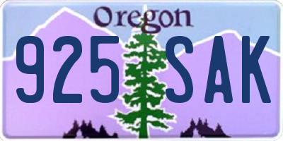 OR license plate 925SAK