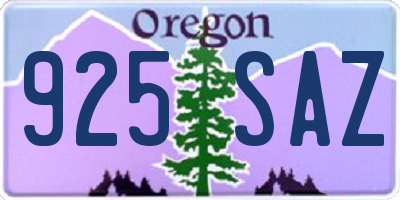 OR license plate 925SAZ