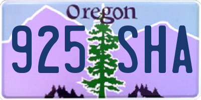 OR license plate 925SHA