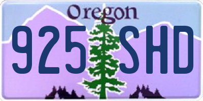 OR license plate 925SHD