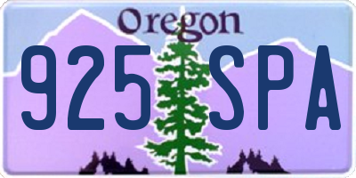 OR license plate 925SPA