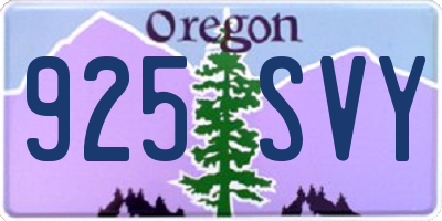 OR license plate 925SVY
