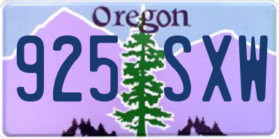 OR license plate 925SXW