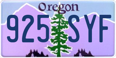 OR license plate 925SYF