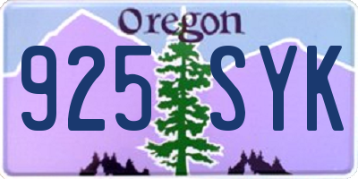 OR license plate 925SYK