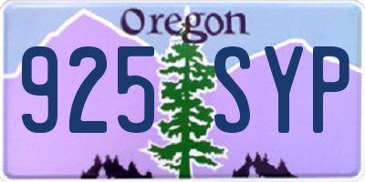 OR license plate 925SYP