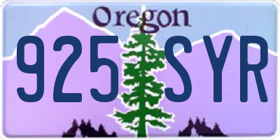 OR license plate 925SYR