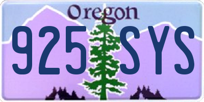 OR license plate 925SYS