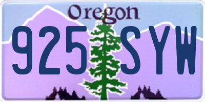OR license plate 925SYW