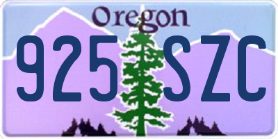 OR license plate 925SZC