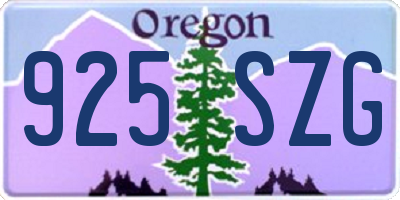 OR license plate 925SZG