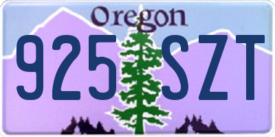 OR license plate 925SZT