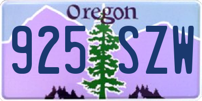 OR license plate 925SZW