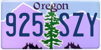 OR license plate 925SZY