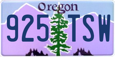 OR license plate 925TSW